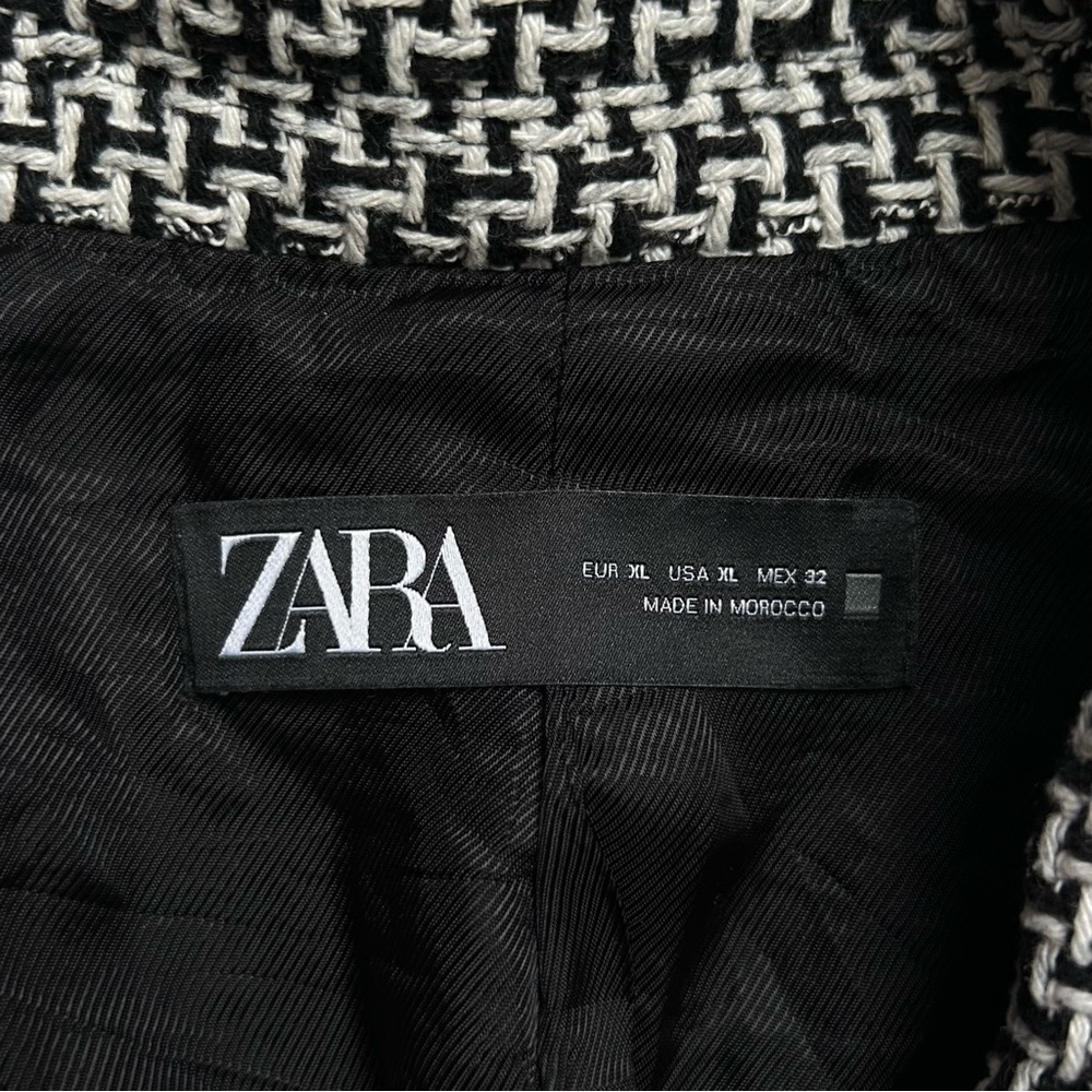 ZARA Structured Double Breasted Blazer Black White Tweed Blogger’s Favorite XL - Picture 15 of 16